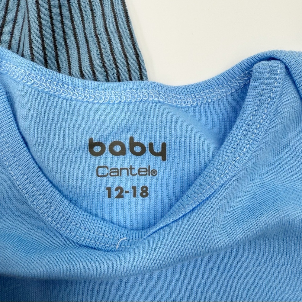 Baby Cantel Set of 3 Bodysuits 12-18 months Blue & Gray Short sleeves - Picture 3 of 6